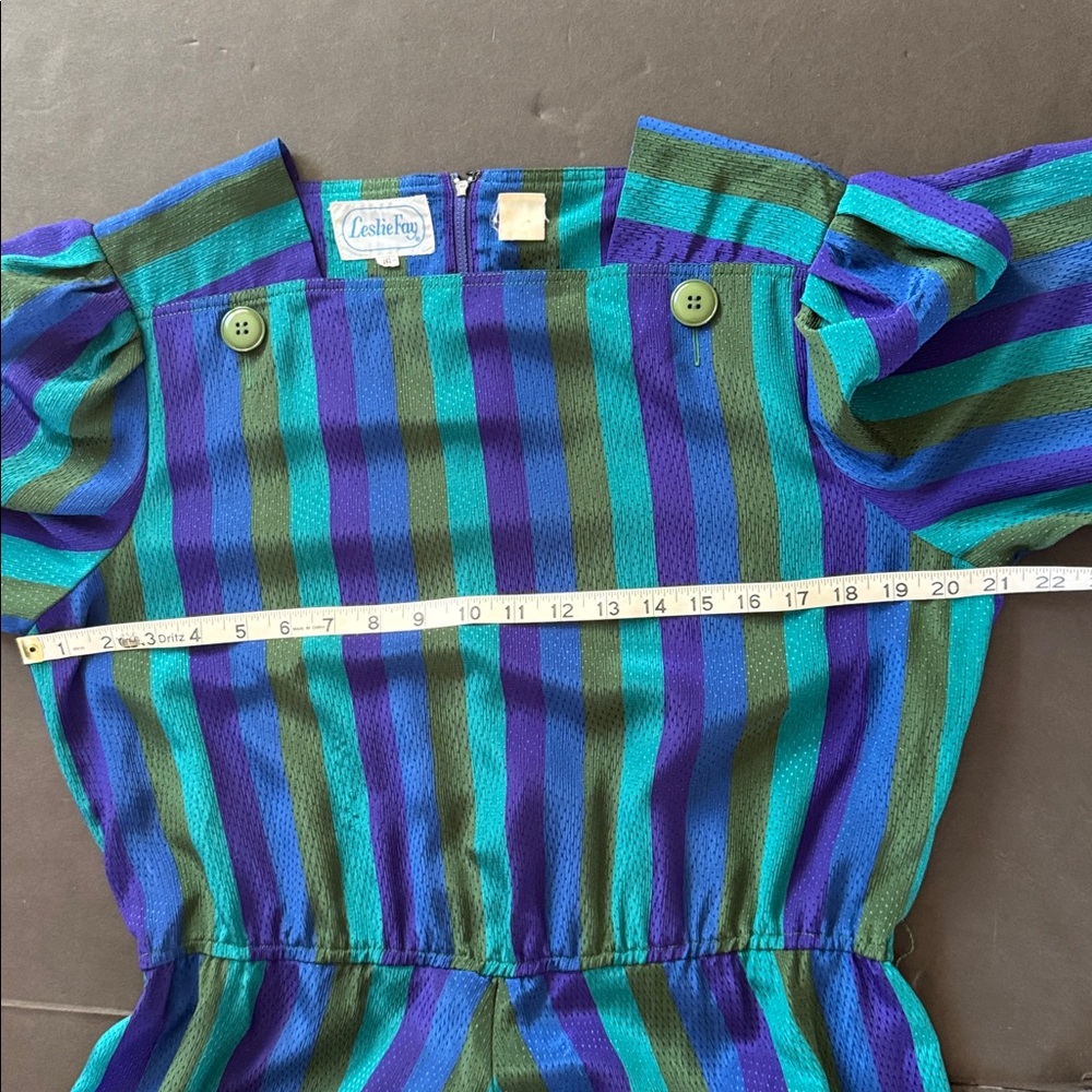 Vintage Leslie Fay Metallic Stripe Dress - Picture 7 of 17